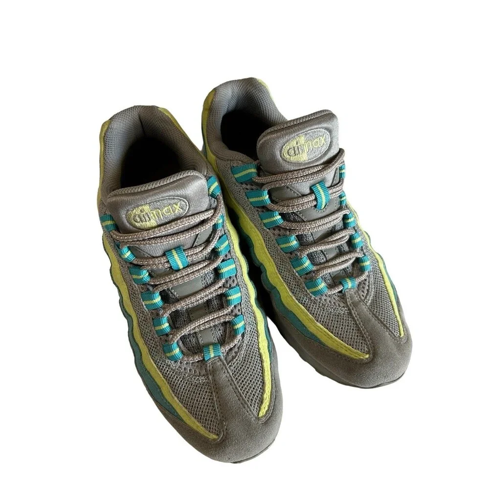 Nike Air Max '95 Womens  Gray Yellow Blue  Retro Running Athletic Sneake…